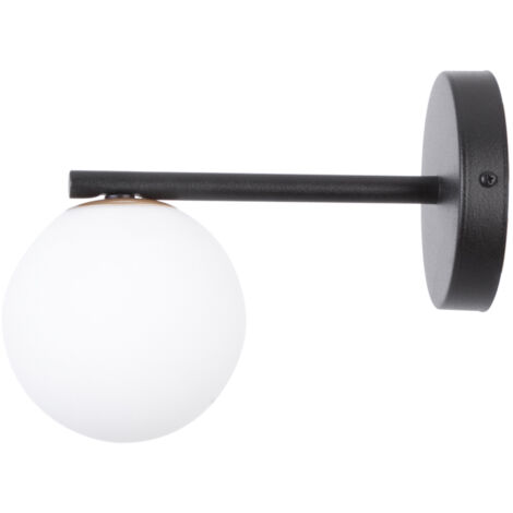 Applique minimal nera con globo vetro bianco Gama G9 Sigma