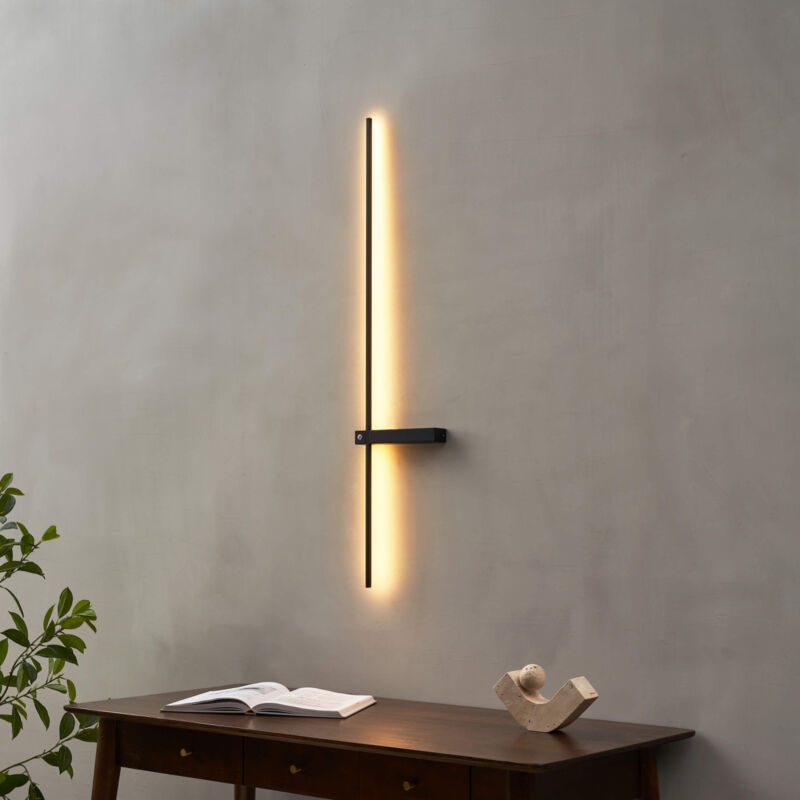 Applique minimaliste barre noire LED dimmable avec interrupteur - Stolia