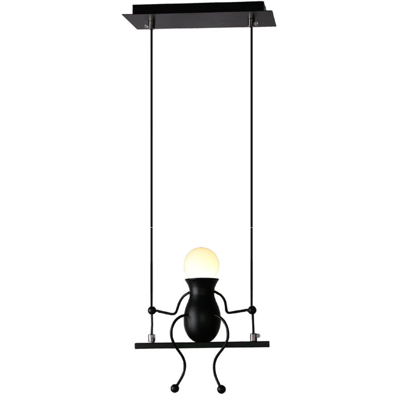 Applique Murale Minimaliste Dessin Animé Humanoïde Luminaire Murale Créative Moderne Art Décoratif Noir E27 - 1Pcs