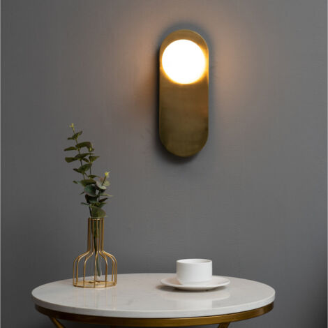 Applique minimaliste dorée satin et verre blanc - Mattina