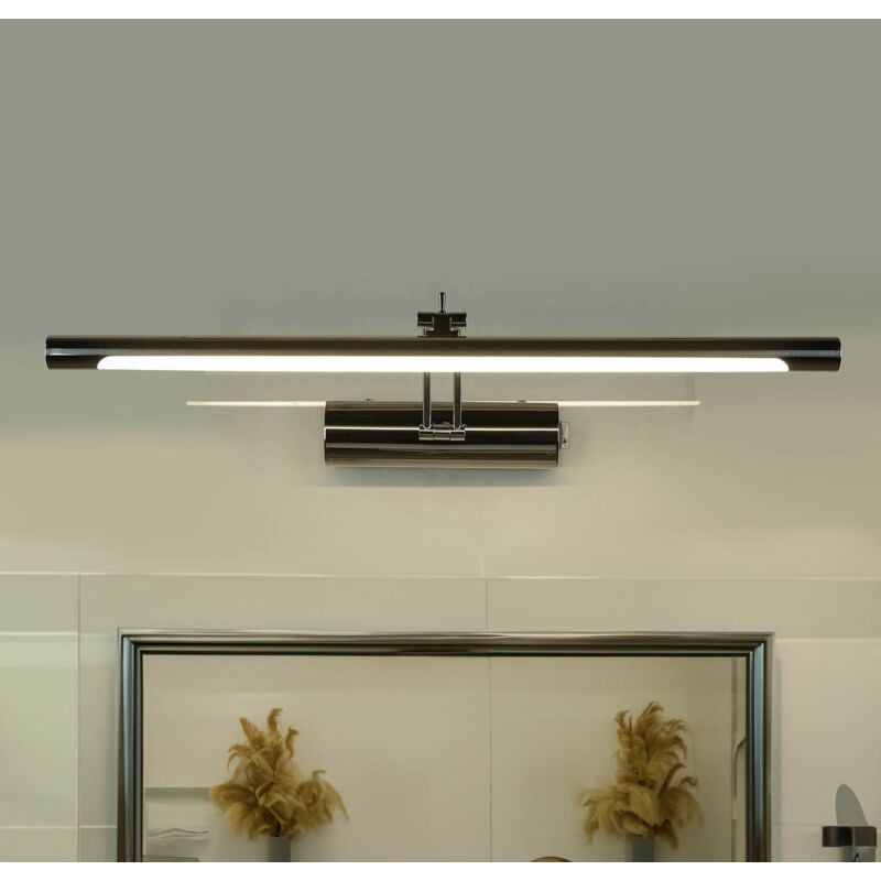 Licht-erlebnisse - Applique miroir led avec interrupteur métal l: 55 cm IP44 chrome blanc neutre 4000 k 850 lm