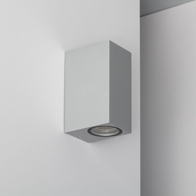 Image of Applique da Parete per Esterni in Alluminio Illuminazione Doppia Luce Argento