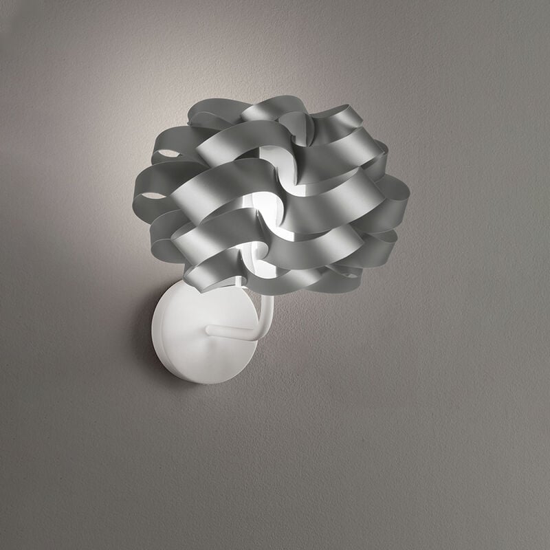 Image of Applique Moderna 1 Luce Cloud In Polilux Silver Made In Italy - Argento