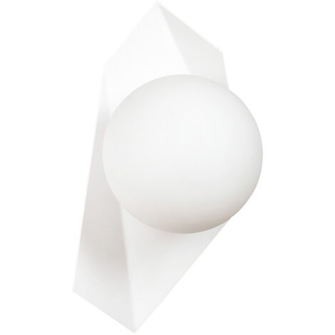Applique Moderna 1 Luce Parvati In Acciaio Bianco E Sfera Vetro Opalino