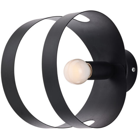 Applique Moderna 1 Luce Peter In Ferro Nero Taglio Laser