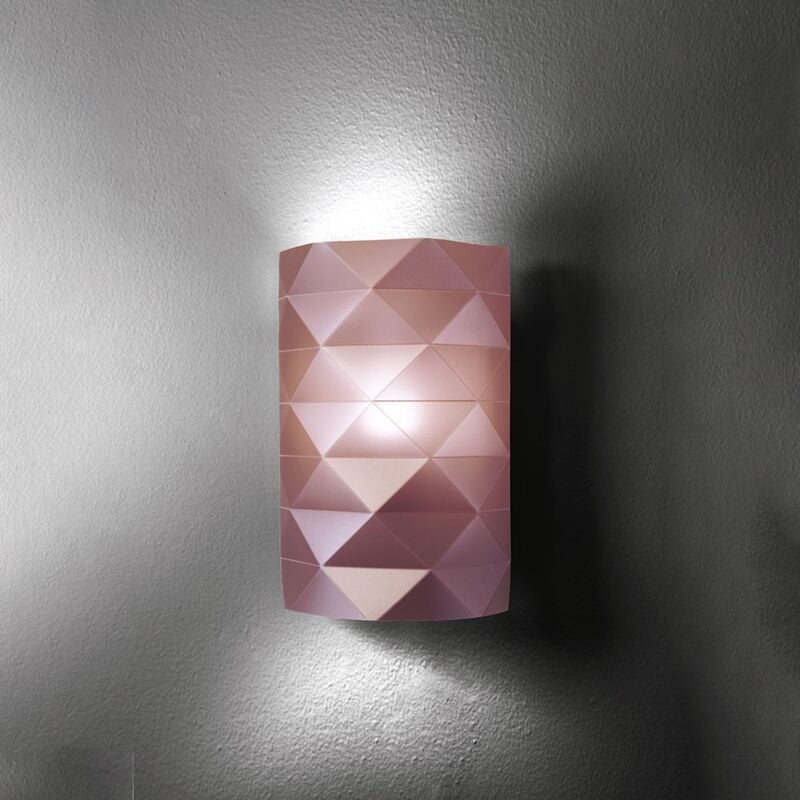 Image of Applique Moderna 1 Luce Prisma In Polilux Rosa Metallico Made In Italy