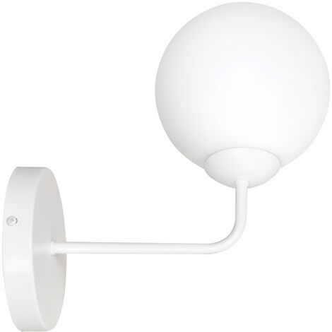 Applique Moderna 1 Luce Susanoo In Acciaio Bianco E Vetro A Sfera Bianco