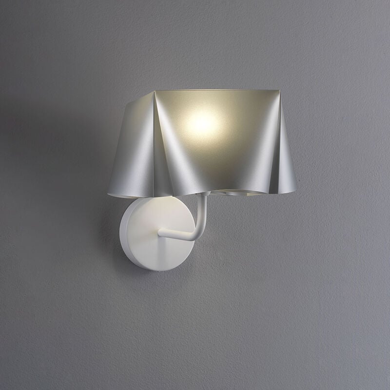 Image of Linea Zero - Applique Moderna 1 Luce Wanda In Polilux Silver D25 Made In Italy - Argento