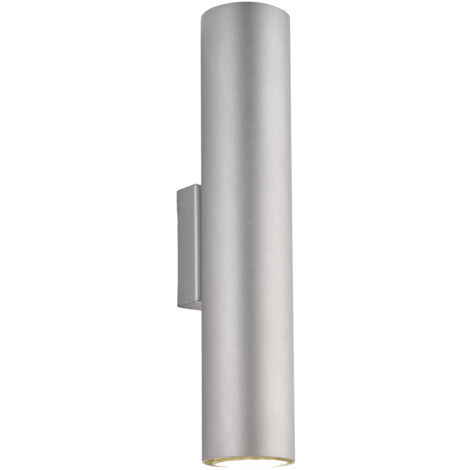 Applique Moderna A Cilindro Dag 2 Luci Gu10 In Ferro Laccato Argento