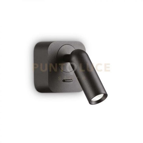 Applique Moderna Bean Square Metallo Nero Led 3W 3000K Luce Calda