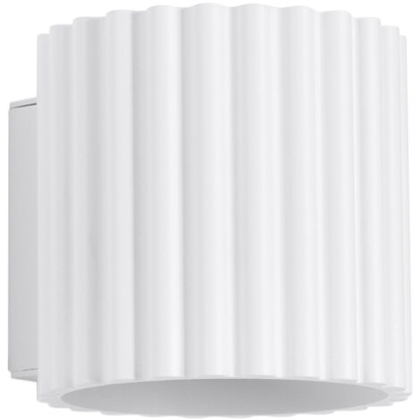 Applique moderna bianca tubolare rigata 10cm su/giù G9 Aura Sollux