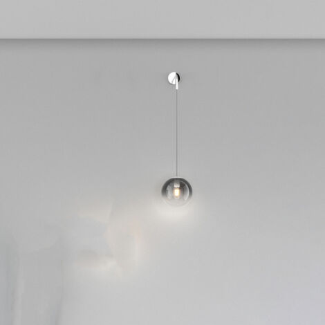 Applique Moderna Big Eclipse Metallo Cromo Vetro Fumè 1 Luce E27