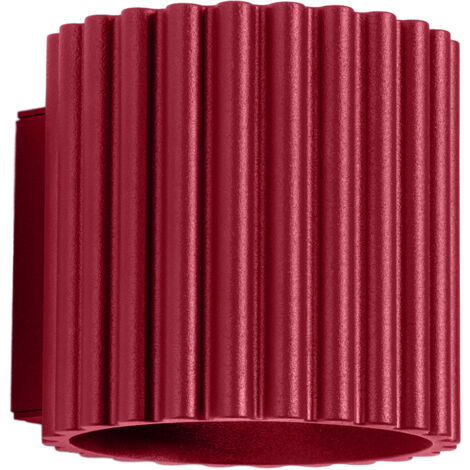 Applique moderna borgogna tubo rigato 10 cm su/giù G9