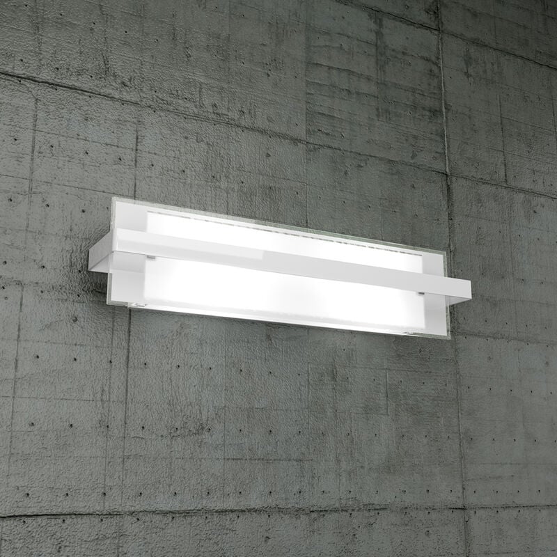 Image of Top-light - Applique Moderna Cross Metallo e Vetro Bianco 2 Luci E27 60Cm - Bianco