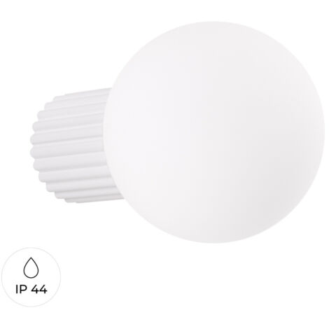 Applique moderna in vetro scanalato bianco per bagno o corridoio 1xG9 8W IP44 HALO Sollux Lighting