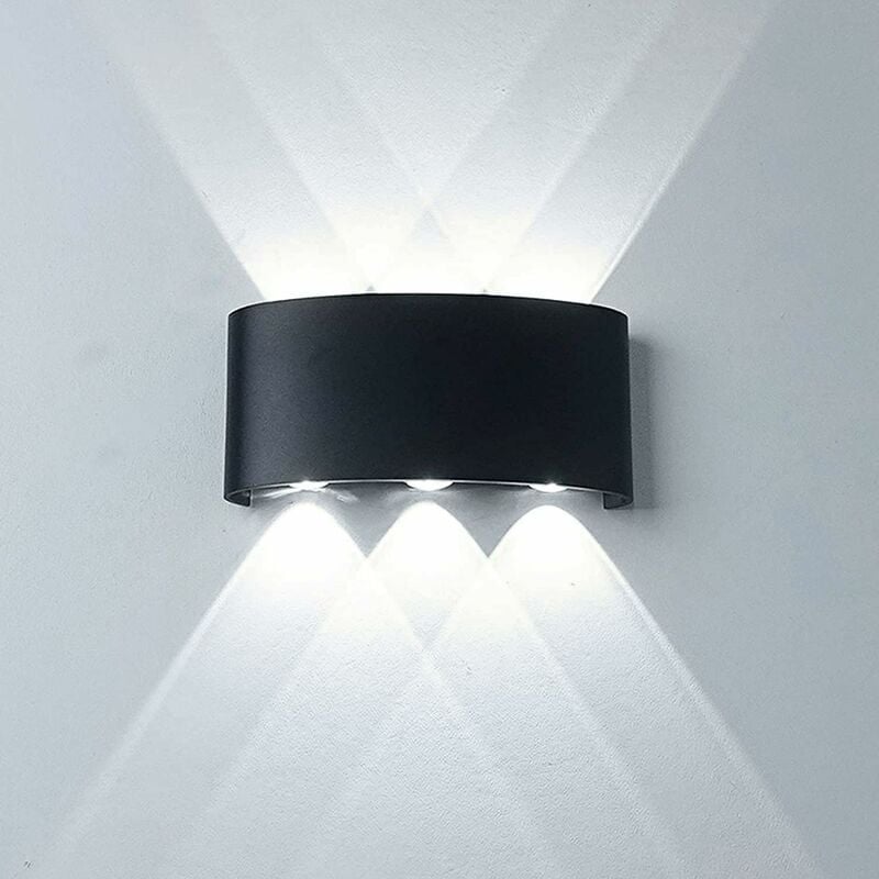 Image of Applique Moderna Luce A Led Lampada Da Parete Muro Da 6w Per Esterno Nero Luce Bianca Fredda 6500k