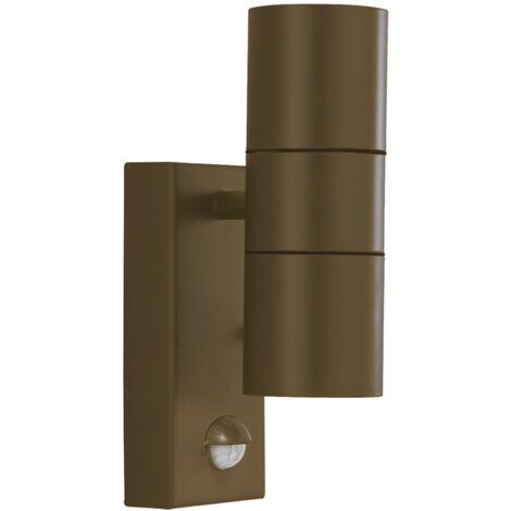 Applique Moderna Metro Acciaio Marrone Vetro 2 Luci Gu10 Con Sesnore