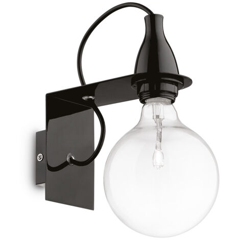 Applique Moderna Minimal Metallo Nero 1 Luce E27 8W 3000K Luce Calda