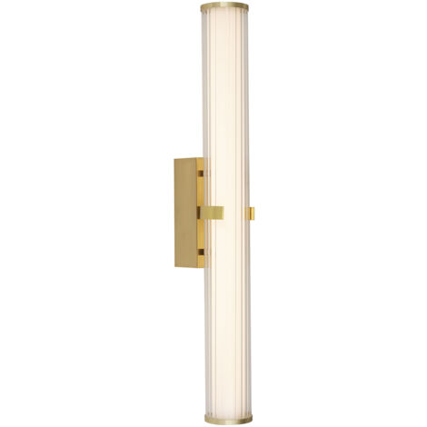 Applique Moderna Morsetto Acciaio Oro Vetro Bianco Led 23W 3000K