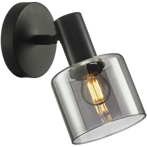 Applique moderna nera con diffusore grafite E27 40W