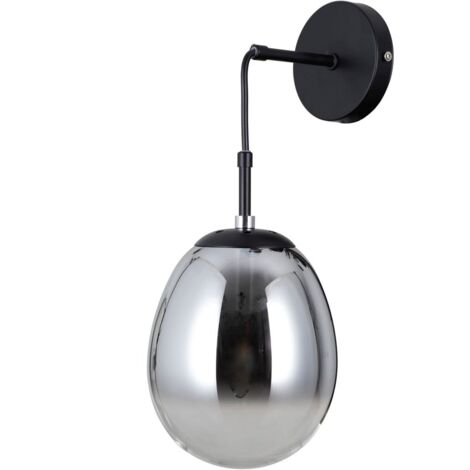 Applique moderna nera vetro fumé 1xE14 Italux Meolo