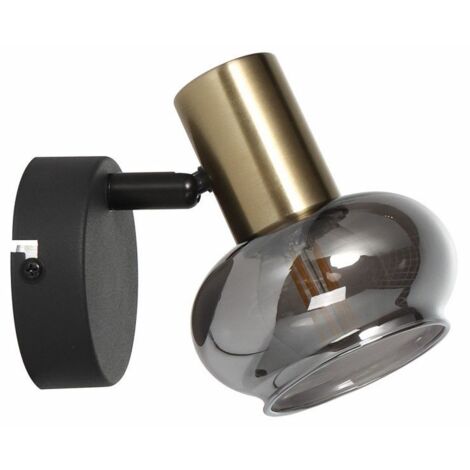Applique moderna nero oro Lauree paralume scuro E14 Reality