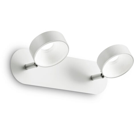 Applique Moderna Oby Metallo Bianco 2 Luci 12W 3000K Luce Calda