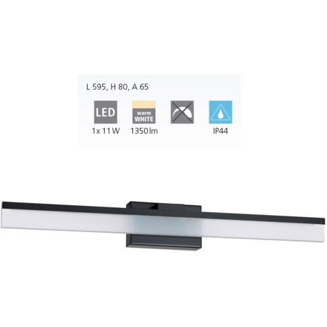 Applique Moderna Palmital Alluminio Nero 1 Luce Led Integrato 11W