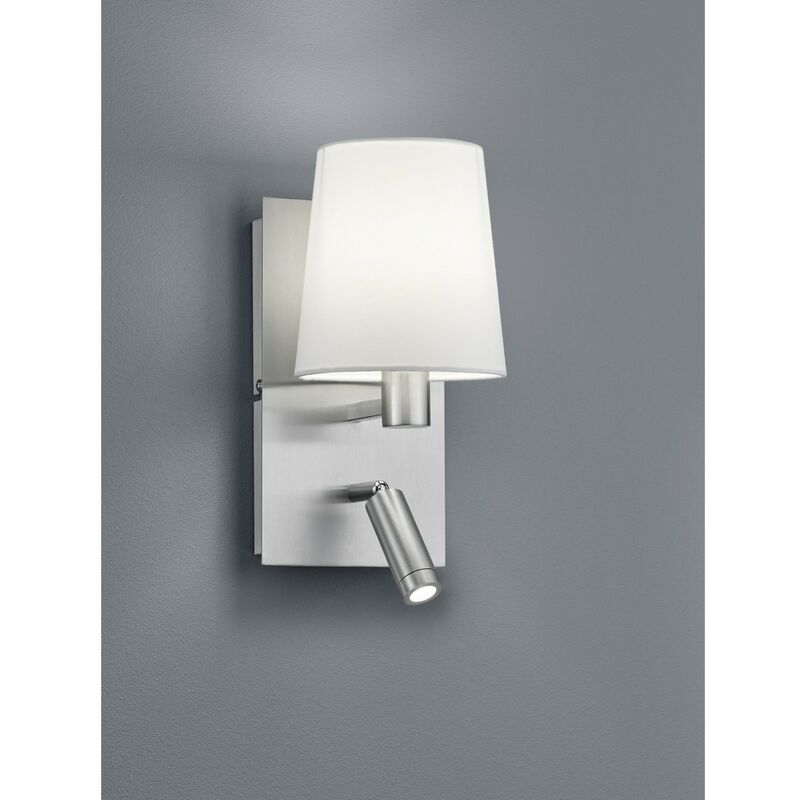 Image of Iperbriko - Applique Moderna Paralume Bianco e Spot Led Nichel Trio Lighting