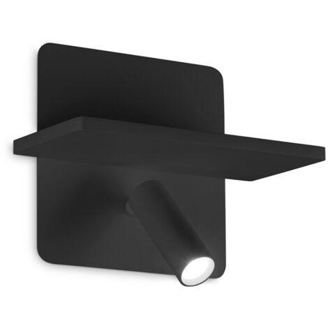 Applique Moderna Piano Metallo Nero 2 Luci Led 10W 3000K Luce Calda