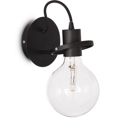 Applique Moderna Radio Metallo Nero 1 Luce E27 8W 3000K Luce Calda
