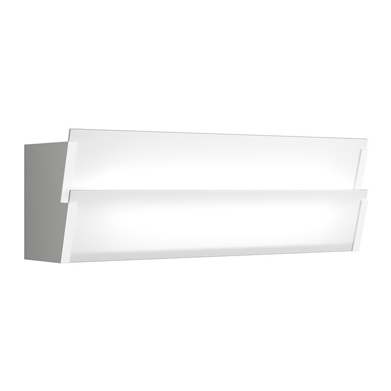 Image of Applique Moderna Roof Metallo Bianco Diffusore Vetro Extrachiaro 2 Luci E27 - Bianco