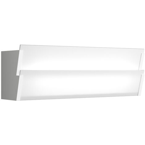 Applique Moderna Roof Metallo Bianco Diffusore Vetro Extrachiaro 2 Luci E27
