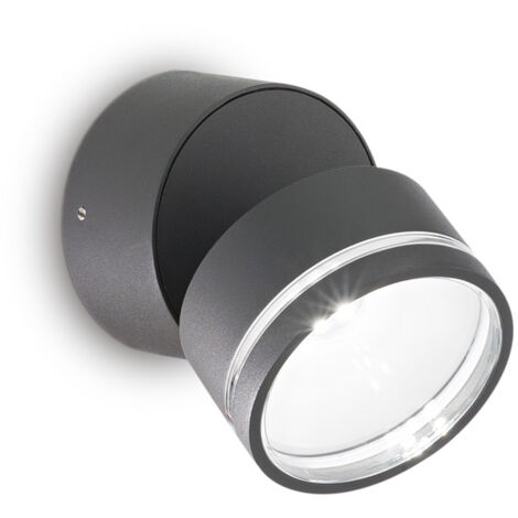 Applique Moderna Round Omega Metallo Antracite Led 7W 4000K Luce Naturale