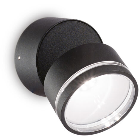 Applique Moderna Round Omega Metallo Nero Led 7W 4000K Luce Naturale