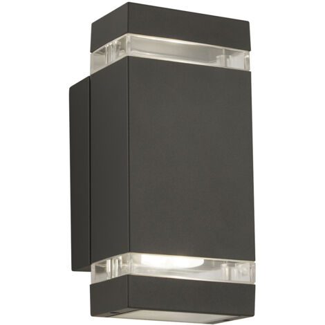Applique Moderna Sheffield Alluminio Grigio Policarbonato 2 Luci Gu10