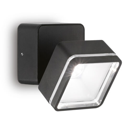 Applique Moderna Square Omega Metallo Nero Led 7W 4000K Luce Naturale