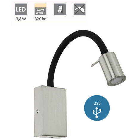 Applique Moderna Tazzoli Acciaio Nichel Satinato Luce Led Integrato 3,8W