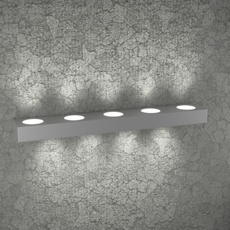 Applique moderna top light beaside 1190 a9 gx53 led metallo biemissione lampada parete, finitura metallo grigio