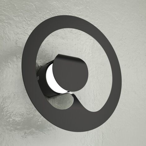 Applique moderna top light fuel 1170 1 gx53 led lampada parete, finitura metallo nero