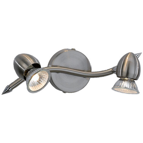 Applique Moderna Two Penny Metallo Nichel Satinato 2 Luci Gu10