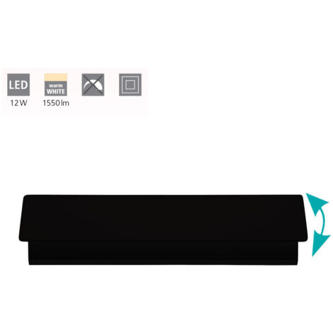 Applique Moderna Zubialde Alluminio Nero Luce Led Integrato 12W