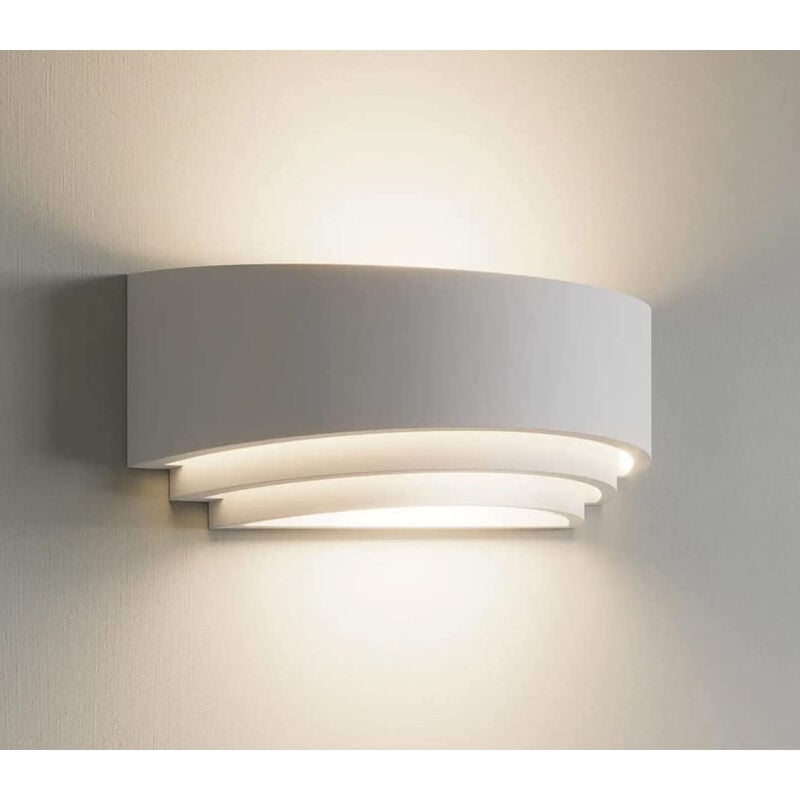 Image of Applique Moderno Gesso Bianco 3 Livelli Lampada Muro Verniciabile AttaccoG9 5041