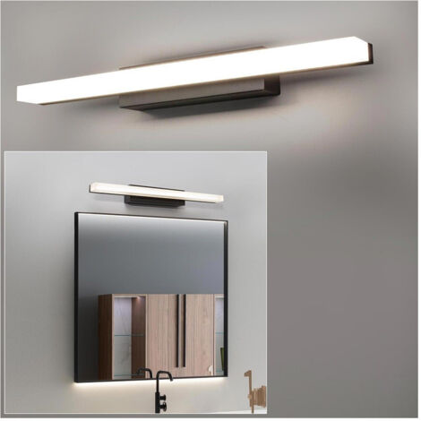 Applique Moderno Nero Lampada Parete Led 9w 4000k Luce Specchio Bagno Vetro Satinato