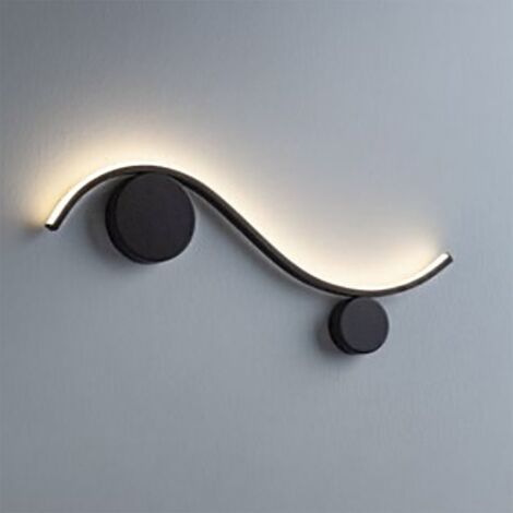 Applique moderno redo group wave 9w led lampada parete monoemissione, finitura metallo nero
