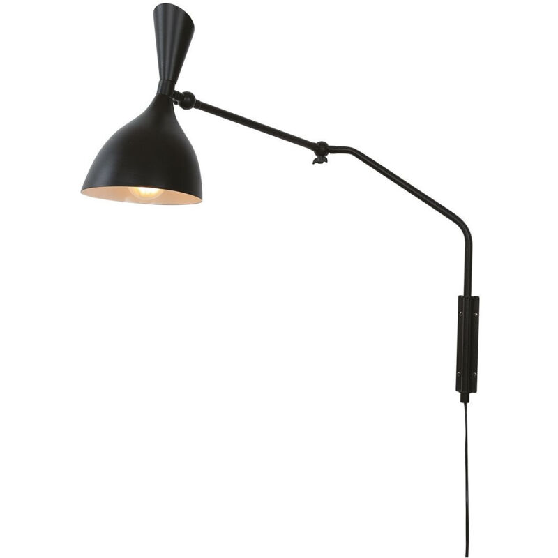 Applique morgan in metallo nero con interruttore e...