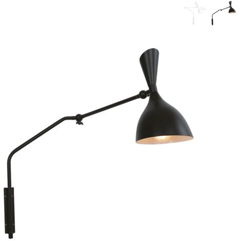 "Applique MORGAN in metallo nero con interruttore e presa"