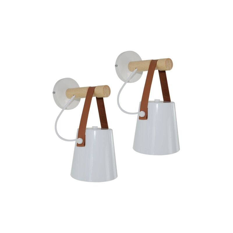 Lot de 2 Applique Murale Intérieur Design Modern E27 Luminaire Eclairage pour Chambre Couloir Escalier Blanc