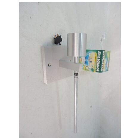 Applique Mural Finition Acier Brossé Tige Fixe Avec Lampe Halogène
