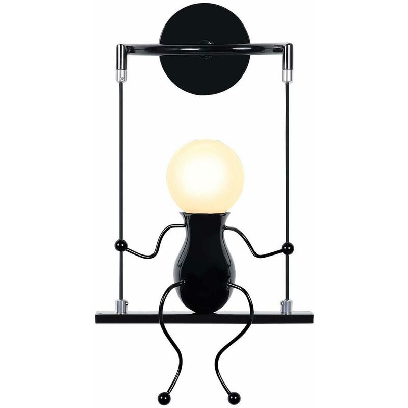 Axhup - Applique Murale Intérieur Contemporain Forme Humanïde Luminaire Eclairage Décoration pour Chambre Café Hôtel Noir